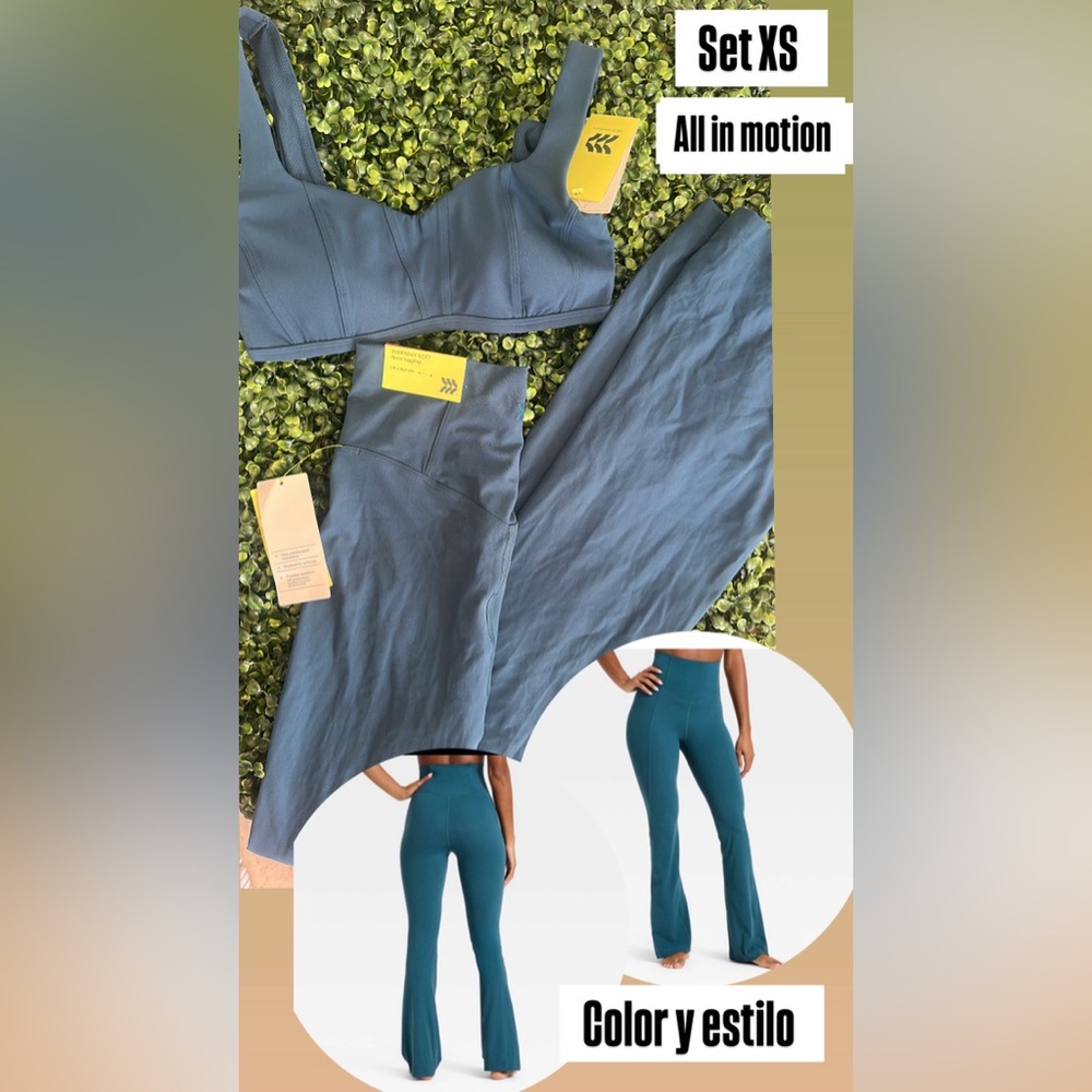 all in motion Teal Blue Leggings & Bra Set XS